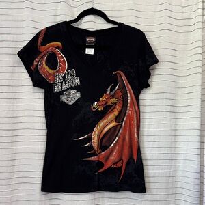 Harley-Davidson Black Tee with Red Dragon Graphic